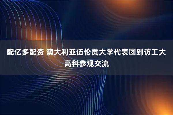 配亿多配资 澳大利亚伍伦贡大学代表团到访工大高科参观交流